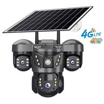 Saulės kamera 4G lauko trigubas objektyvas trys ekranai 15MP IP kamera su saulės baterija įmontuota baterija PIR judesio aptikimas CCTV kamera 4G Camera