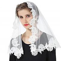 Lace Flower Scarf Round Bandana Fashion Prayer Kerchief Church Shawls Scarves Muslim Head Wraps Lace Veil Mass juoda