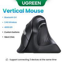 UGREEN ergonomiška pelė, belaidė Bluetooth vertikali pelė, Type-C įkrovimo vertikalios rankenos pelė, nuo pelės rankos minkšto garso pelė juoda