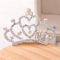 Gėlių mergaičių balta tiara maža karūna plaukų šukos vaikams kalnų krištolo formos karūnos formos plaukų šukos vestuvėms style 1 raudona