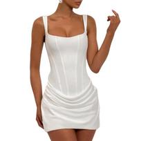 Ladies' Casual Slim Fit Fishbone Desire Suspender, Hip Hugging Dress, Short Skirt L juoda