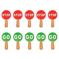 Apverčiamas „Stop“ ir „Go“ kryptinis ženklas, 10 vnt., rankinis perėjos saugos ženklas statybvietės eismui