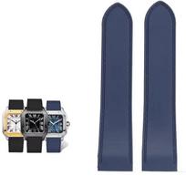 Cartier santos100 Santos silikoninės gumos laikrodžio dirželis santos 100 Metalinis sagties laikrodžio diržas vyriškas Juoda minkšta apyrankė 23mm 25mm 25mm black