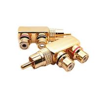 Xixun Gold-Plated RCA 1 Male to 2 Female Y Splitter (2-Pack)