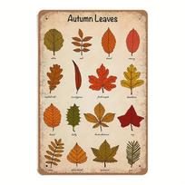Senovinio rudens lapų metalinis skardos ženklas 55x8 Lapų identifikavimo lentelė Žinių plakatas Amatų reikmenys 20x30cm（7.8x11.8inch）