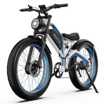Elektrinis dviratis Duotts N26, dvigubas 750W variklis, 48V 20AH baterija, didžiausias greitis 55 km/h, nuvažiuojamas atstumas 120 km, 26x4.0 colių padangos balta