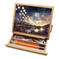 Reguliuojamos padėtys Nešiojama stalinė dailininko molbertas-dėžė Sulankstomas stalas Medinis molbertas su stalčiumi Easel Box