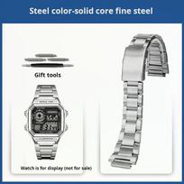 AE1200 Metalinis korpusas+dirželis mod rinkinys Skirta Casio mažam blokui AE-1200 AE-1300 Nerūdijančio plieno dirželis Juodas Sidabrinis Laikrodžio dirželis Vyriška apyrankė For AE-1200 AE1300