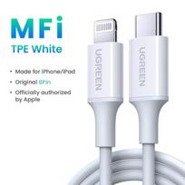 UGREEN Suitable for Apple charging cable Type-C data cable PD30/20W fast charging to Lightning iPhone 14/13 phone 1m balta