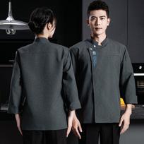 Food service Cook Uniform Catering Autumn/Winter Cooking Jacket Restaurant Kitchen Shirt Waiter Workwear Black White Chef Coat S balta