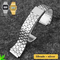 Smulkus plieninis laikrodžio dirželis Casio plieniniam dirželiui a158 / a159 / A168 /a169 /b650 /aq230/ 700 mažų auksinių laikrodžių serijai 18mm Dirželis 18mm