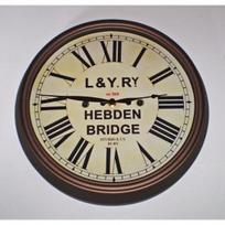 Lancashire & Yorkshire geležinkelio LYR Viktorijos laikų stiliaus laikrodis, Hebden Bridge stotis beige
