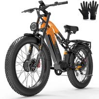 Elektrinis dviratis suaugusiems Lankeleisi 26  1000Wx2 variklis Visureigis Ebike Didžiausias greitis 48Km/h 48V 20AH Didžiausias nuotolis 130Km MG800 Maks. Free Warm Gloves oranžinė