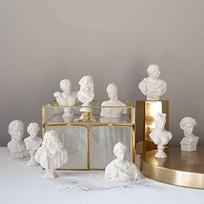 10 vnt. Mini gipso biustų figūrėlės Klasikinės graikų vyrų figūrėlės Statulėlės Derva Eskizas Davidas Gipsas Mikelandželo Ornamentai Namų dekoras balta