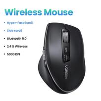 UGREEN wireless Bluetooth dual-mode mouse, light tone office large hand mouse, dual wheel ergonomic electromagnetic wheel+lateral wheel juoda