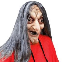 Helovino Senos Raganos Latekso Kaukė su Ilgais Plaukais Baisus Vaiduoklio Veidas Kostiumas Vakarėliui Cosplay & Roleplay