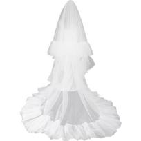 Double Layered Wedding Veil Romantics Elegant Veil Ruffled Edge Print Tullel  for Weddings and Bridal Event 1