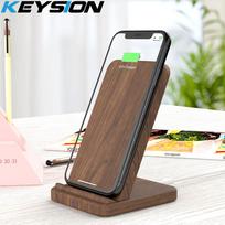 KEYSION Wood Qi Wireless Charger for iPhone XS Max for S9 Fast Wireless Charging Stand Dock Universal
