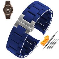 Silikoninė + Nerūdijančio plieno apyrankė, skirta Armani AR5906 AR5905 AR5890 AR5889 5858 5920 vyrams 23 mm moterims 20 mm Guminė laikrodžio apyrankė 20mm