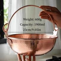 Vintage Copper Hanging Pot,Outdoor Camping Thickened Pot Cooking Utensil Simmering Pasta Stewing,Handcrafted Hammer Texture Pot