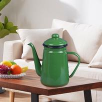 Patvarus vintage storo emalio kavos virdulio vanduo, 1,1 l, skirtas lauko arbatos virimui balta
