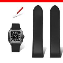 23mm 25m Cartier santos100 Santos silikoninės gumos laikrodžio dirželis santos 100 Metalinė sagtelė laikrodžio juosta vyrams Juodas mėlynas minkštas apyrankė 23mm