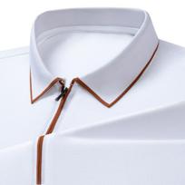 Vyriški šilkiniai polo marškinėliai su užtrauktuku, trumpos rankovės, šilkmedžio t-shirt, metalinis užtrauktukas, stovima apykaklė, prabangus kasdienis vasaros viršus, medvilnės ir lino t-shirt M mėlyna
