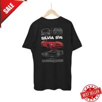 Silvia S14 Fan Art T-Shirt JDM Drift Car Pattern Inspired by Classic Racing Unisex T-Shirt M