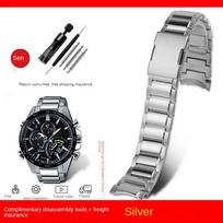 Skirta Casio metalinei plieninei juostelei EQB-500/EQB-501/EQB-800 EQB-800BL Kietas lenktas galas Laikrodžio dirželis 22mm vyriško laikrodžio dirželio priedai 22mm sidabras