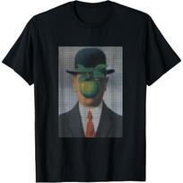 The Son of Man, Pixel Art T-shirt _ Rene Magritte Tee T-Shirt S juoda