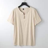 9XL lininiai marškinėliai vyrams vasariniai vienspalviai marškinėliai madingi kasdieniai lininiai marškinėliai viršutiniai drabužiai vyriški Henley apykaklės marškinėliai didelio dydžio 8XL 9XL S balta