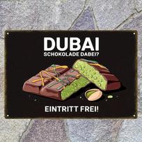 Vintage Dubai Chocolate Metal Tin Sign  Retro Middle Eastern Candy Poster Wall Decor with Chocolate Bars HeavyDuty Metal Cons 20x30cm（7.8x11.8inch）