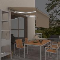 Markizė su uždanga/LED/vėjo jutikliu, kreminė, 3x2,5m