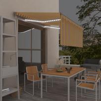 Markizė su uždanga/LED/vėjo jutikliu, geltona/balta, 3,5x2,5m