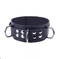 Red Leather Red Leather Ultra Wide Leather Collar Black Adjustable 38-52 cm