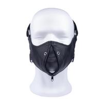 Red Leather Red Leather Face Mask with Zip - Black, Adjustable Fit, Cowhide