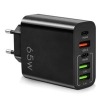 Sieninis įkroviklis, 5 jungtys (3 USB + 2 USB-C), 65W