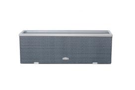 Lauko vazonas iš poliuretano su aliuminio metalo apdaila 130 cm x 40 cm x 45 cm, šviesiai pilka