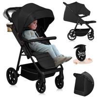 2-in-1 vežimėlis su lopšiu ir sportine dalimi visiems sezonams, visureigio ratai 27 cm – Lionelo Mari Tour Black Onyx