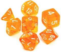 Krištolinių kauliukų rinkinys Rebel RPG Dice Set - Crystal - Orange