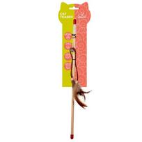 HIPPIE PET kačių žaislas meškerė su plunksnomis, ruda, 40 cm