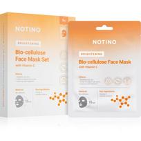 Notino Brightening Bio-Cellulose Face Mask with Vitamin C tekstilinių veido kaukių rinkinys skaistinamojo poveikio