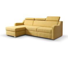 Universali išskleidžiama kampinė sofa-lova su daiktų laikymo skyriumi PORTO, geltona