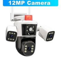 EU 6K 12MP WiFi IP 3 kamera lauko trijų objektyvų panoraminis vaizdas PTZ IP kamera AI sekimas saugos apsauga CCTV vaizdo stebėjimas Wifi camera