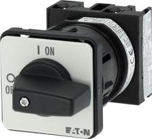 On-Off switch, T0, 20A, 1 contact, 2P, with black thumb grip and front plate, T0-1-102/EZ 091082 | 4015080910824