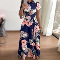 Vasarinė ilga suknelė su gėlėmis Elegantiška suknelė Tunika Maxi Suknelė Moteriška vakarinė suknelė Suknelė nuo saulės S juoda