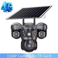 15MP Trijų objektyvų 4G kamera, maitinama saulės energija, lauko, vandeniui atspari, PIR humanoidų aptikimas, apsaugos vaizdo stebėjimo monitorius V380, baterijos stebėjimas 4G Camera