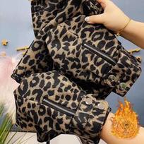 Leopard Print Sports Trousers In Autumn and Winter Plus Velvet Thickened Feet Loose Casual Martin Boots XXXL gray