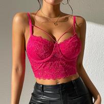 Naujas Sexy Lace Lace Perspective Strap Tank Top Camisole XS juoda