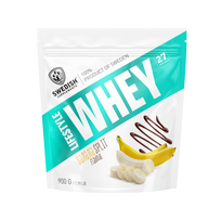 Swedish Supplements Lifestyle Whey baltymų milteliai su saldikliais, Banana Split, 900 g.